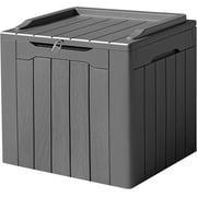 Sycol 31 Gallon Waterproof Outdoor Storage Box Resin Deck Box Lockable and UV Resistant for Patio Furniture,Garden Tools (Grey)